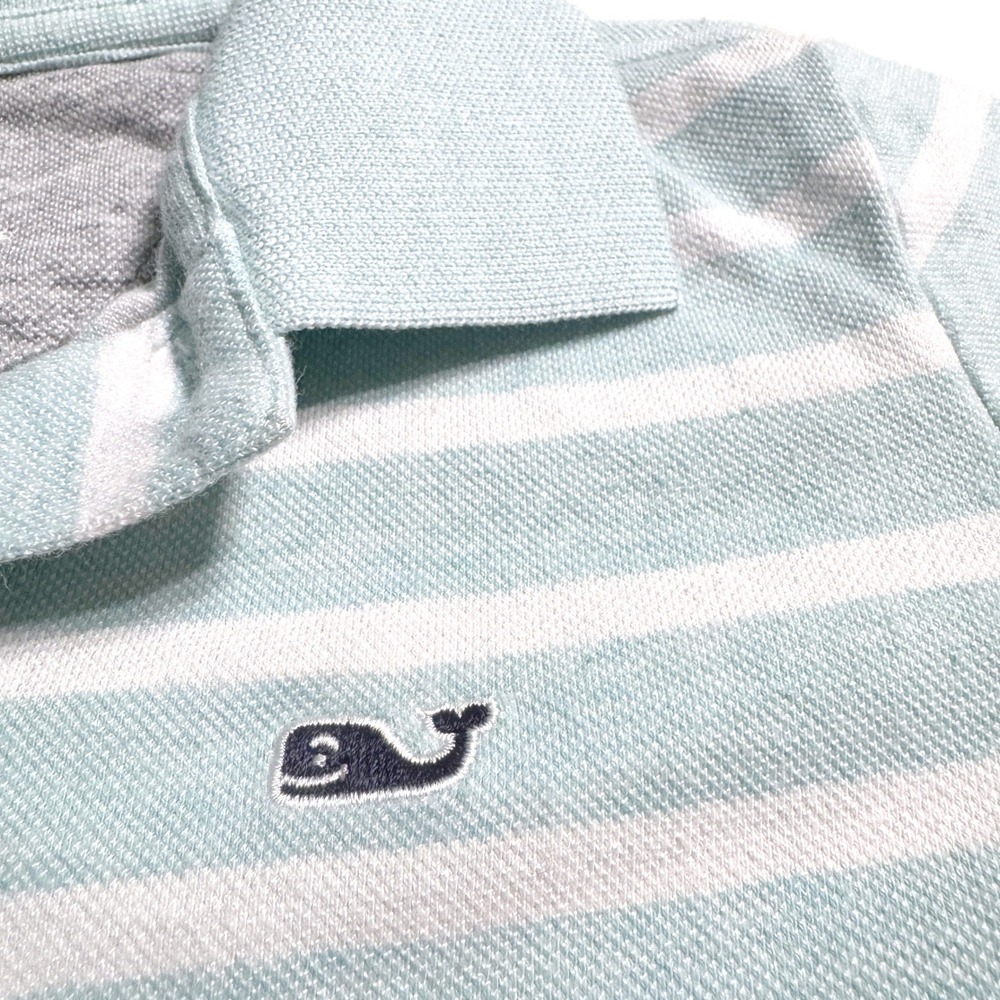 Vineyard Vines Pique Polo Shirt 5 Blue White Striped Edgartown Short Sleeve - Picture 3 of 3